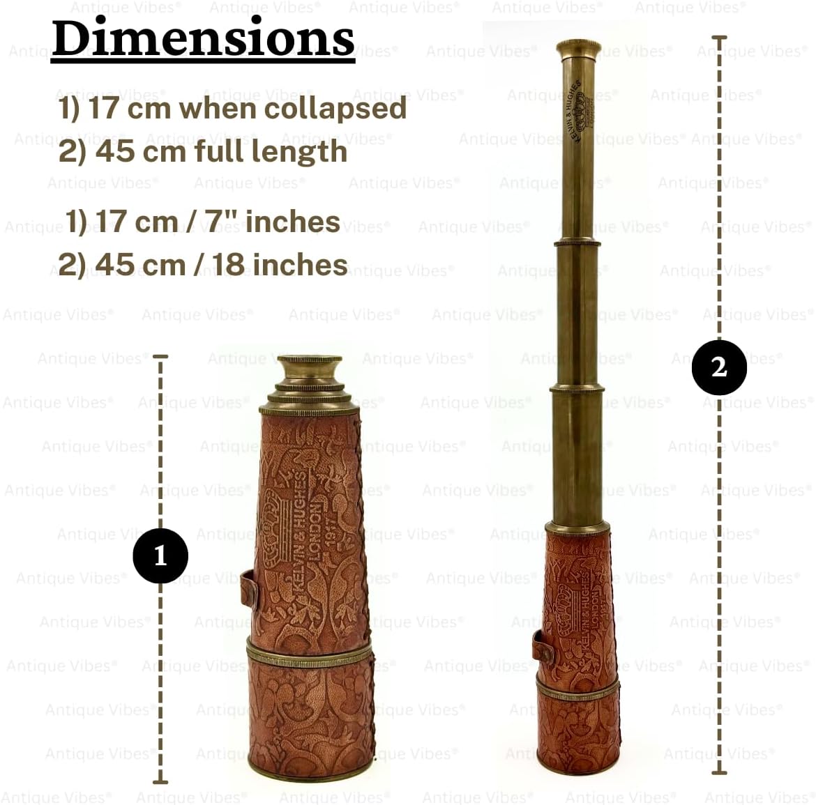 Brass Spyglass Telescope 19" with Leather Case view 3