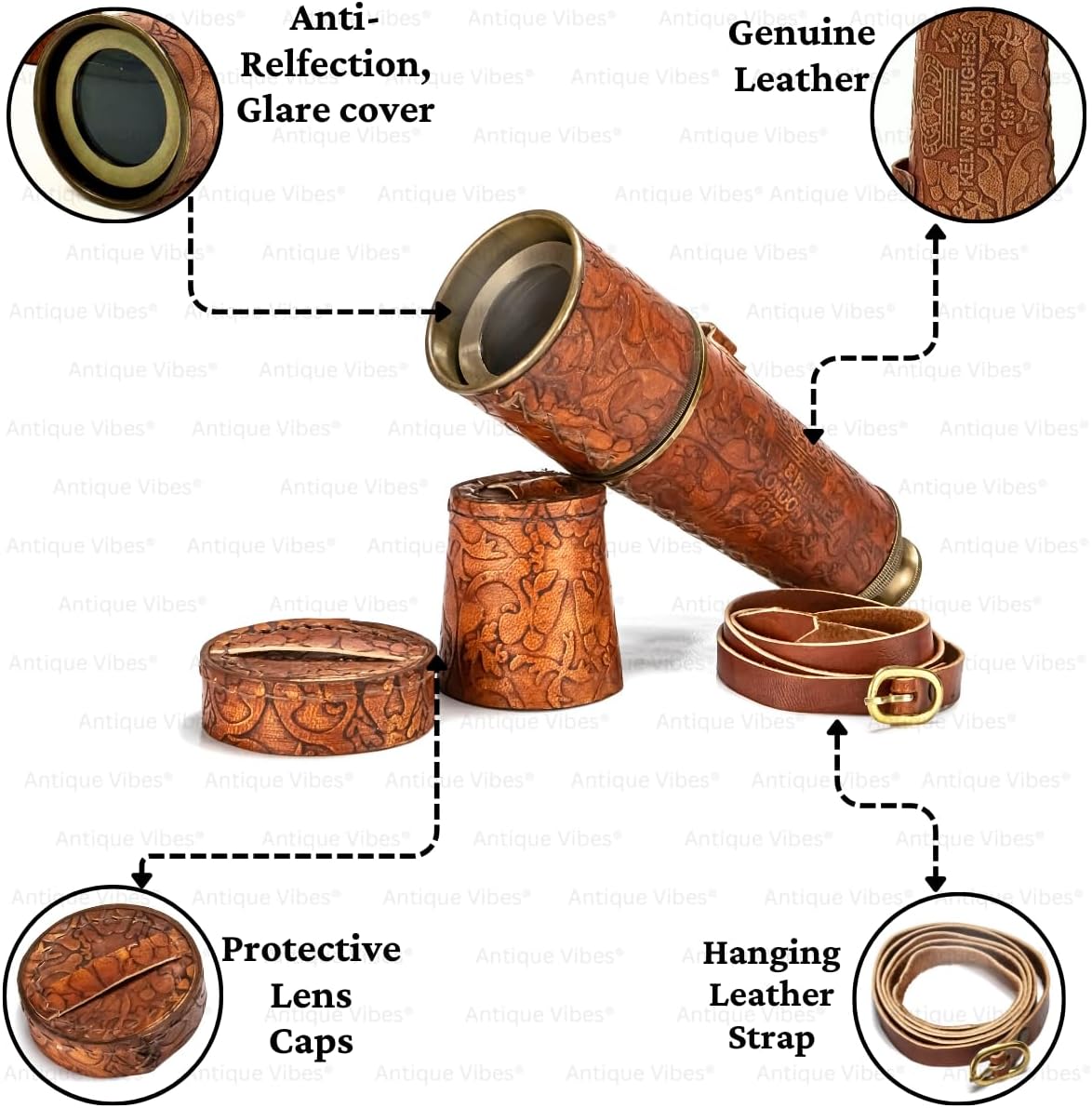 Brass Spyglass Telescope 19" with Leather Case view 4