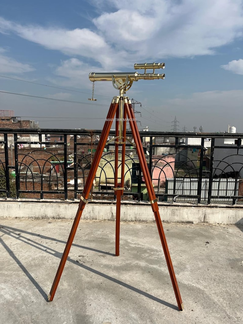 Double Barrel Brass Floor Standing Telescope 50" with No Case view 5