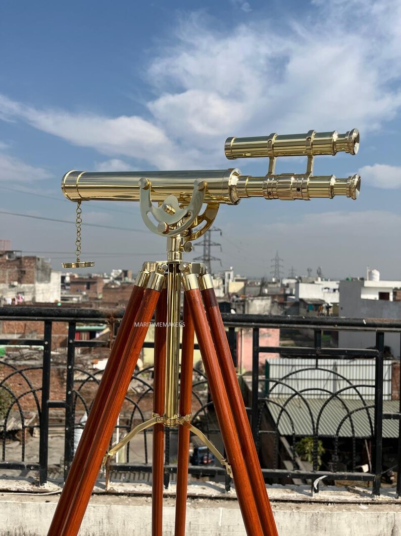 Double Barrel Brass Floor Standing Telescope 50" with No Case view 6