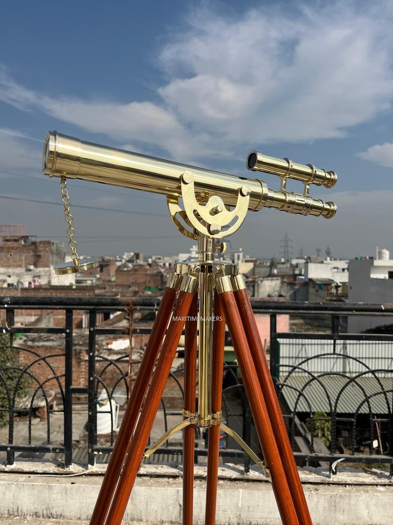 Double Barrel Brass Floor Standing Telescope 50" with No Case view 7