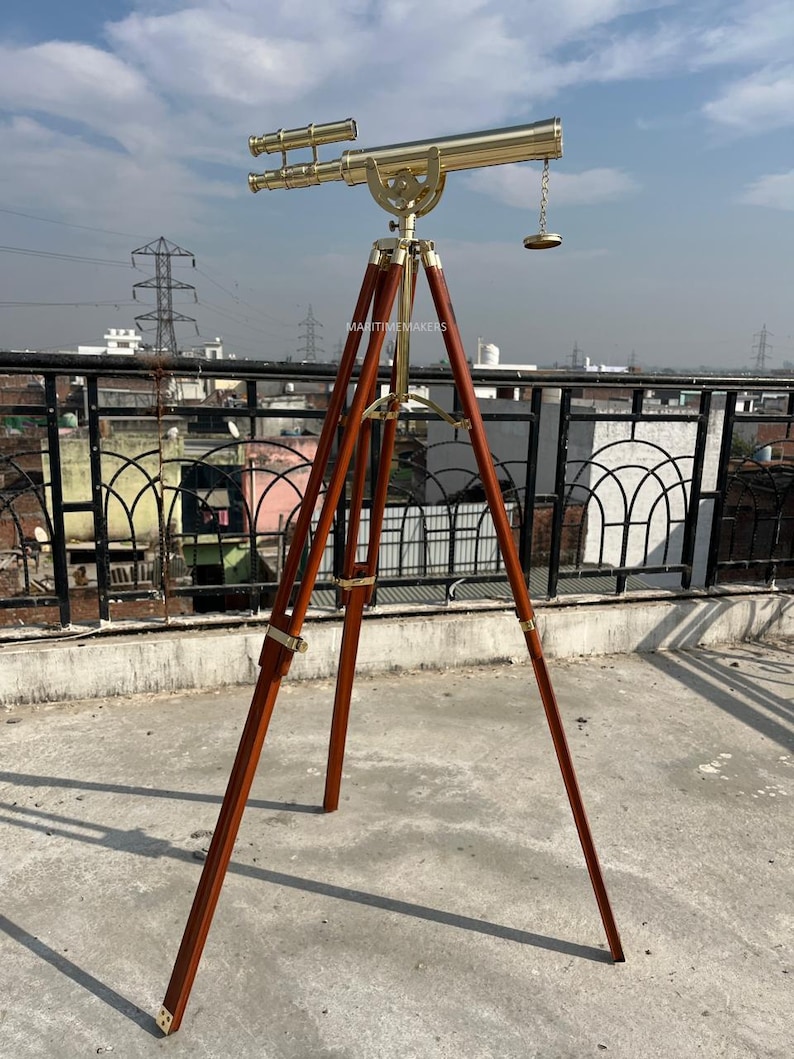 Double Barrel Brass Floor Standing Telescope 50" with No Case view 14