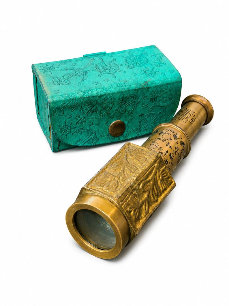 Brass Spyglass Telescope 6" with Leather Case view 7