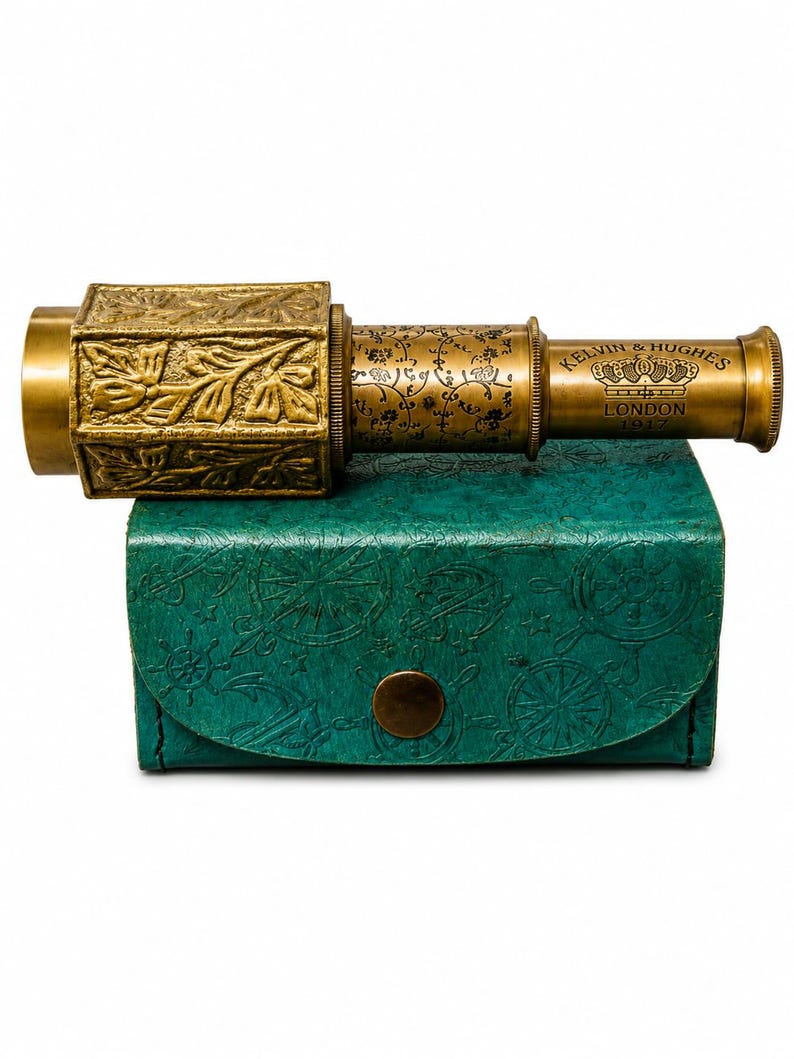 Brass Spyglass Telescope 6" with Leather Case view 10