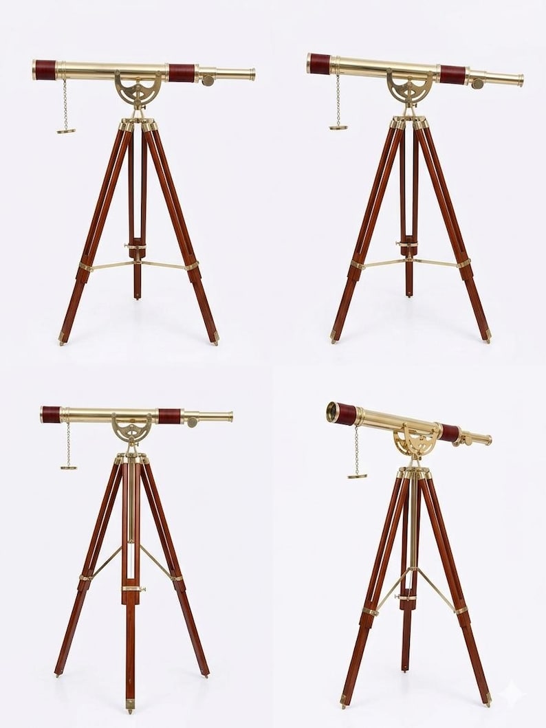 Brass Floor Standing Telescope 50" with Wooden Tripod view 2
