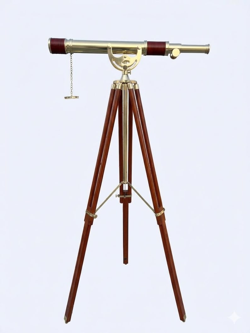 Brass Floor Standing Telescope 50" with Wooden Tripod view 3