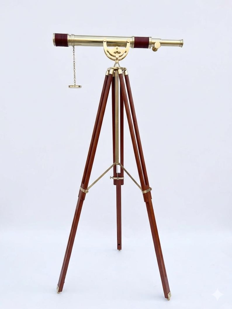 Brass Floor Standing Telescope 50" with Wooden Tripod view 4