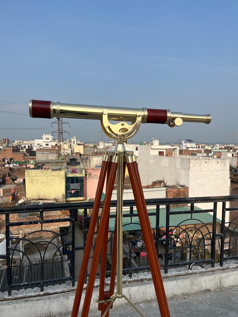 Brass Floor Standing Telescope 50" with Wooden Tripod view 5