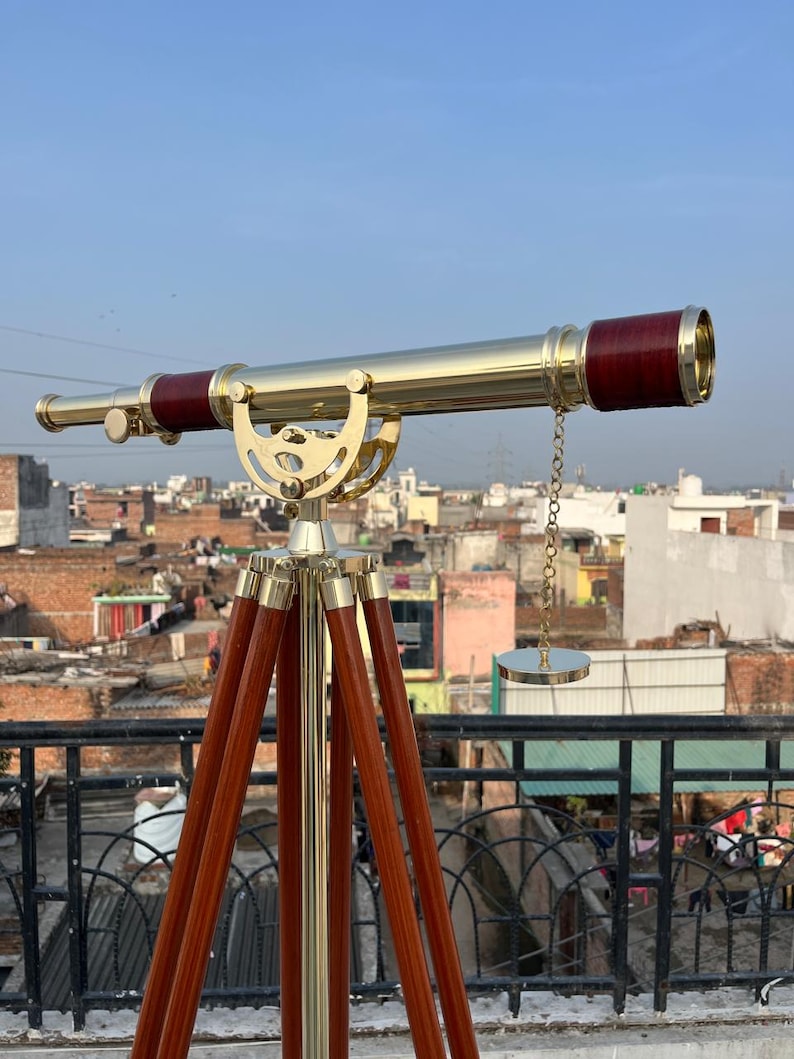 Brass Floor Standing Telescope 50" with Wooden Tripod view 6