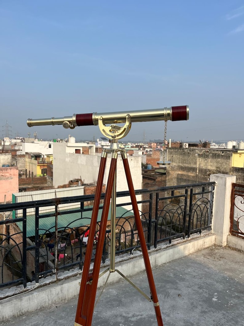 Brass Floor Standing Telescope 50" with Wooden Tripod view 7