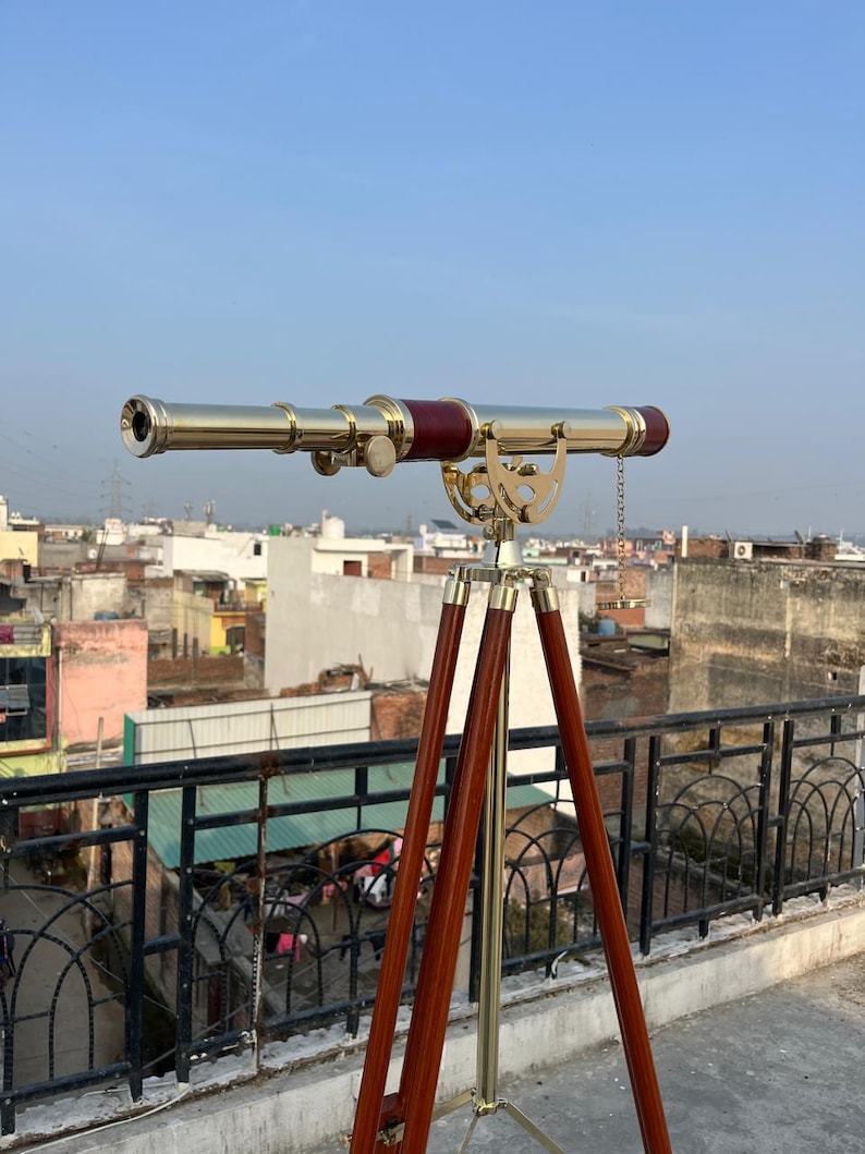 Brass Floor Standing Telescope 50" with Wooden Tripod view 8