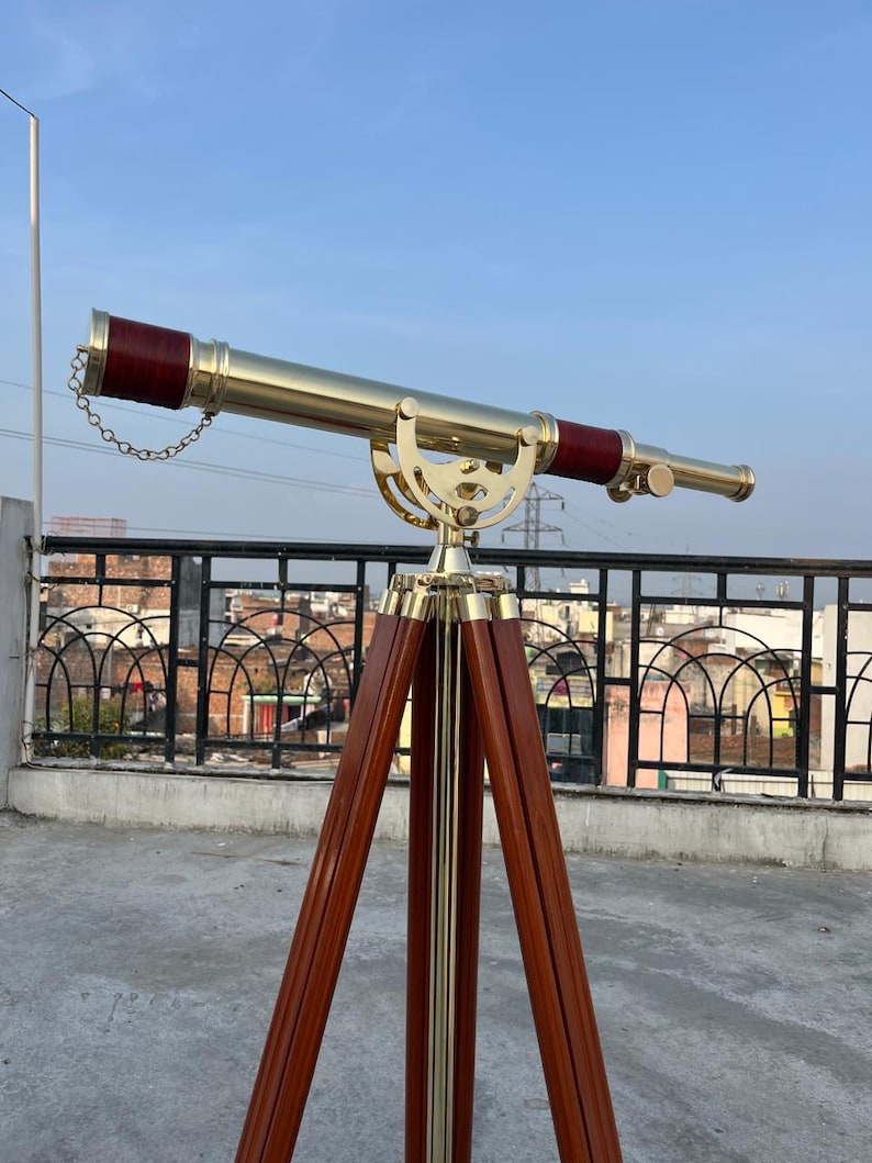 Brass Floor Standing Telescope 50" with Wooden Tripod view 12