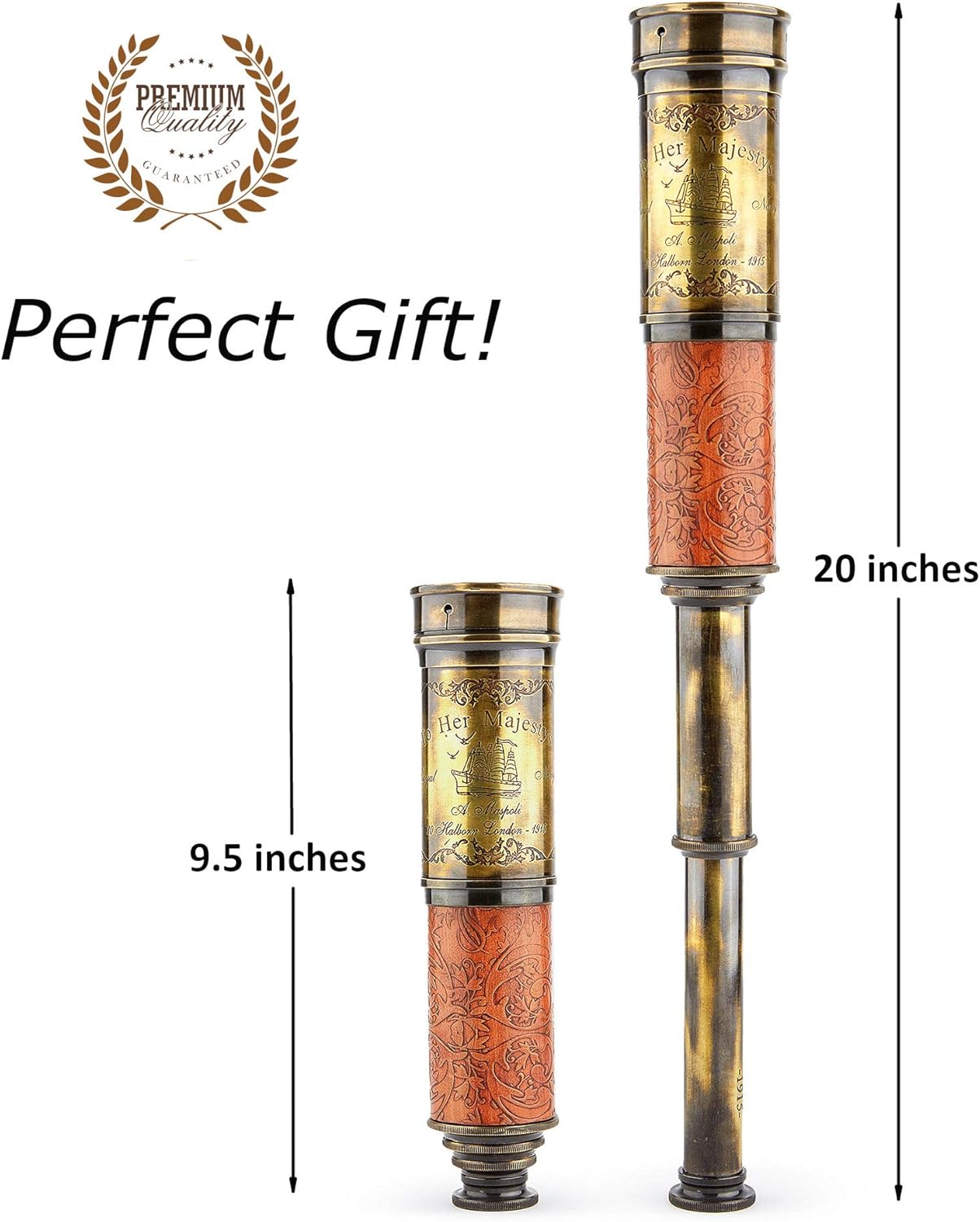 Brass Spyglass Telescope 20" view 2