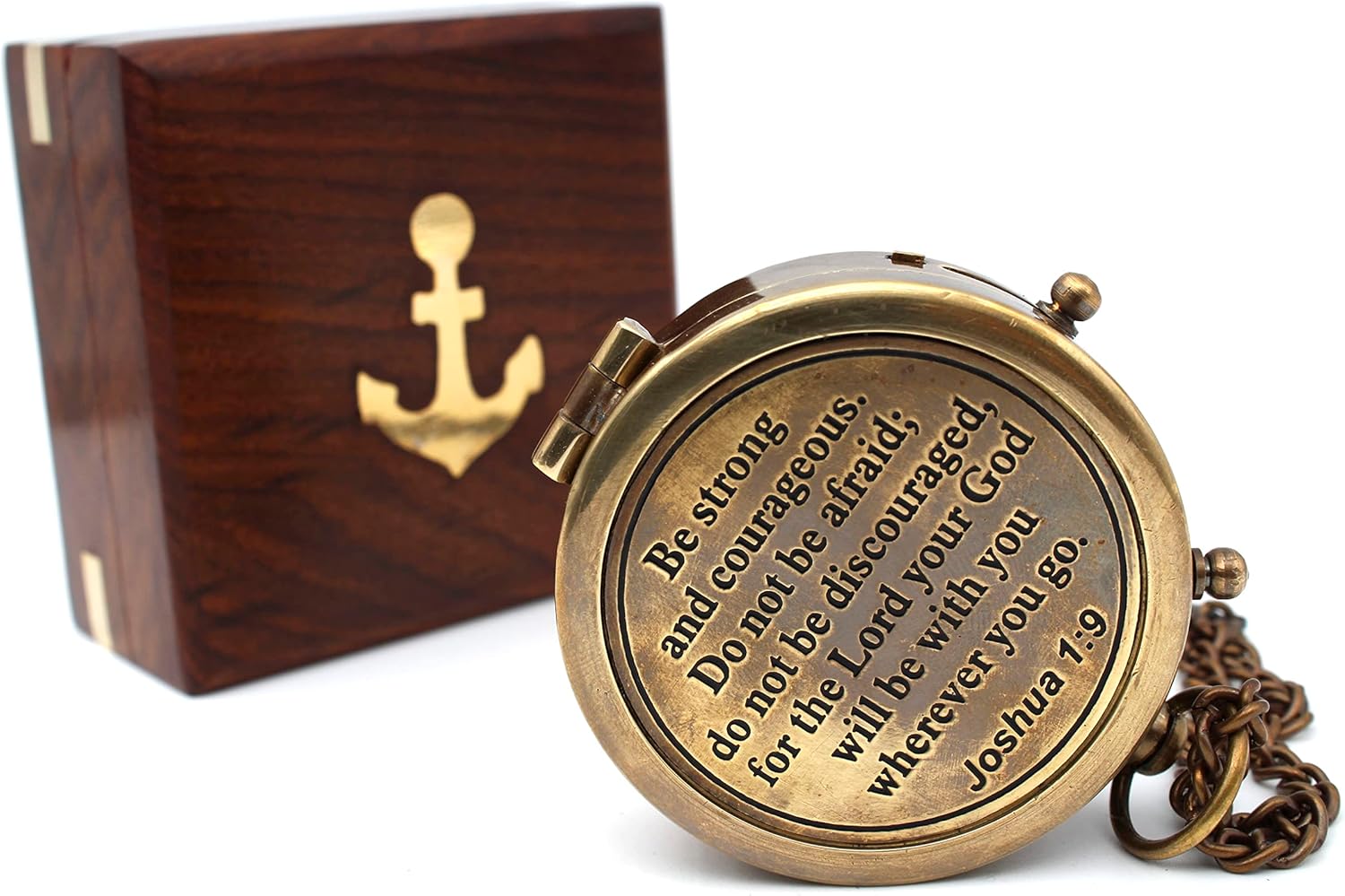 Engraved Joshua 1:9 Brass Spyglass 16" with Wooden Box view 9