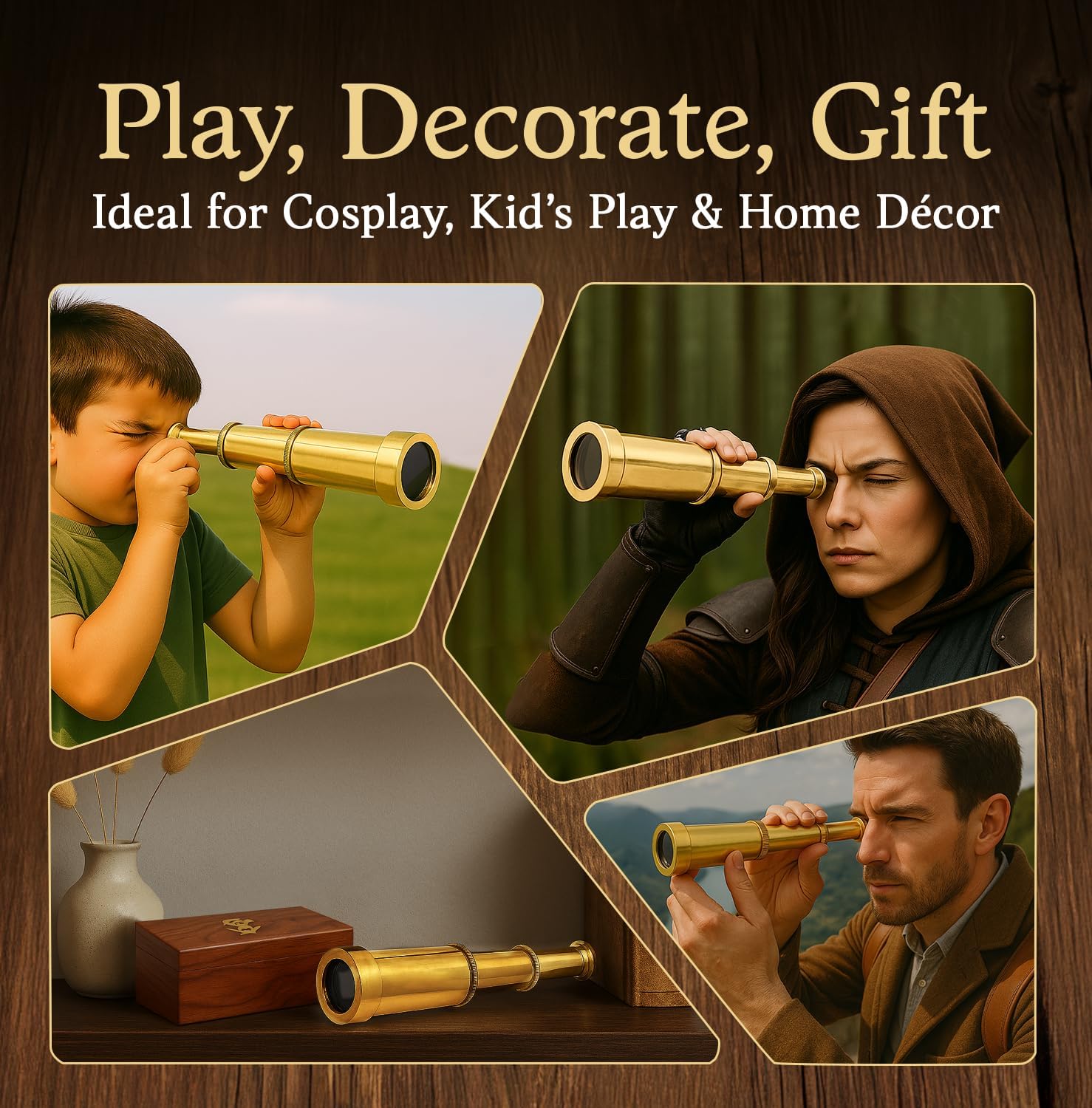 Brass Spyglass Telescope 6" for Kids view 5