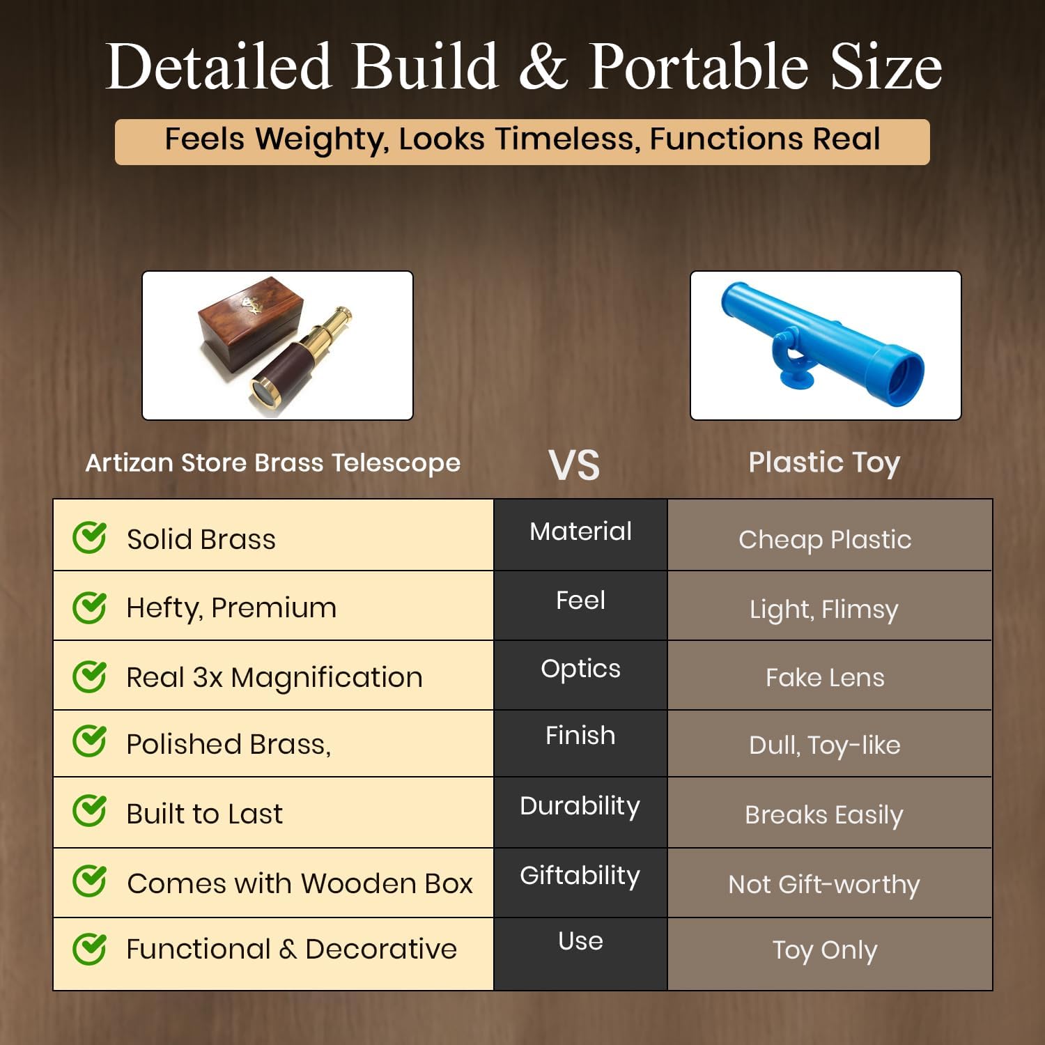 Brass Spyglass Telescope 6" for Kids view 6