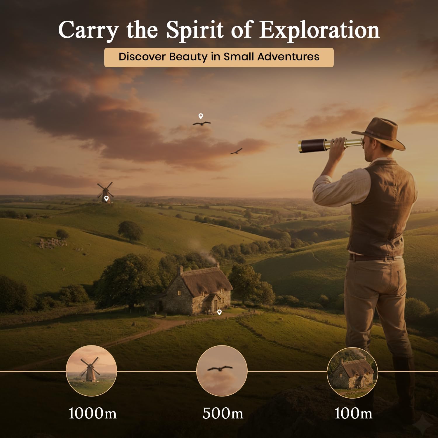 Brass Spyglass Telescope 6" for Kids view 9