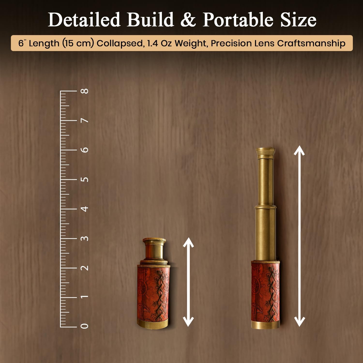 Brass Spyglass Telescope 6" for Kids view 4