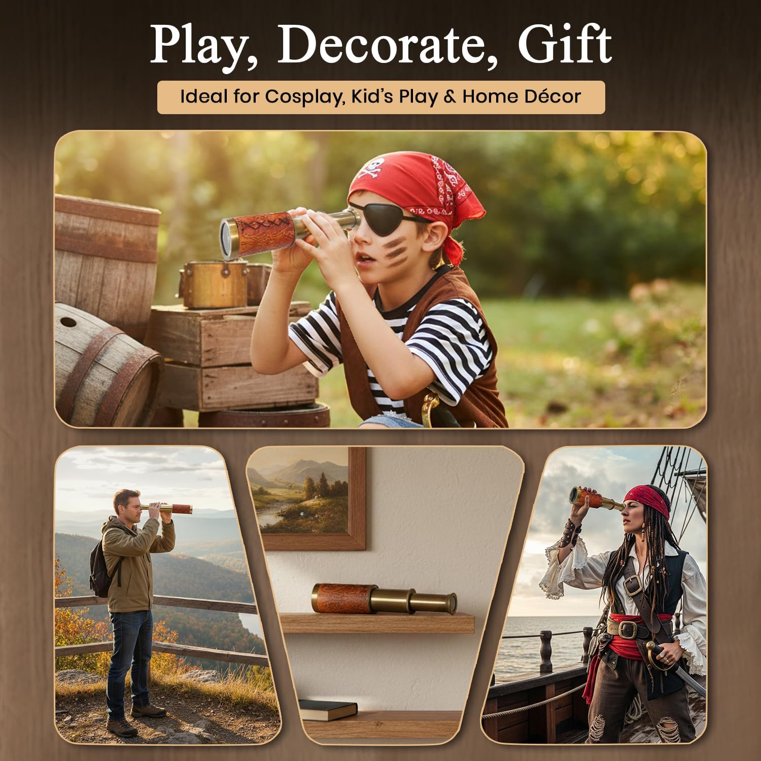 Brass Spyglass Telescope 6" for Kids view 5