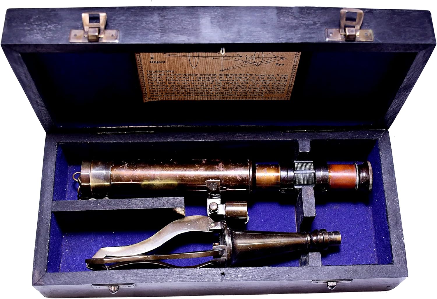 Brass Floor Standing Telescope 10" with Wooden Box + Foldable Brass Tripod Stand view 6