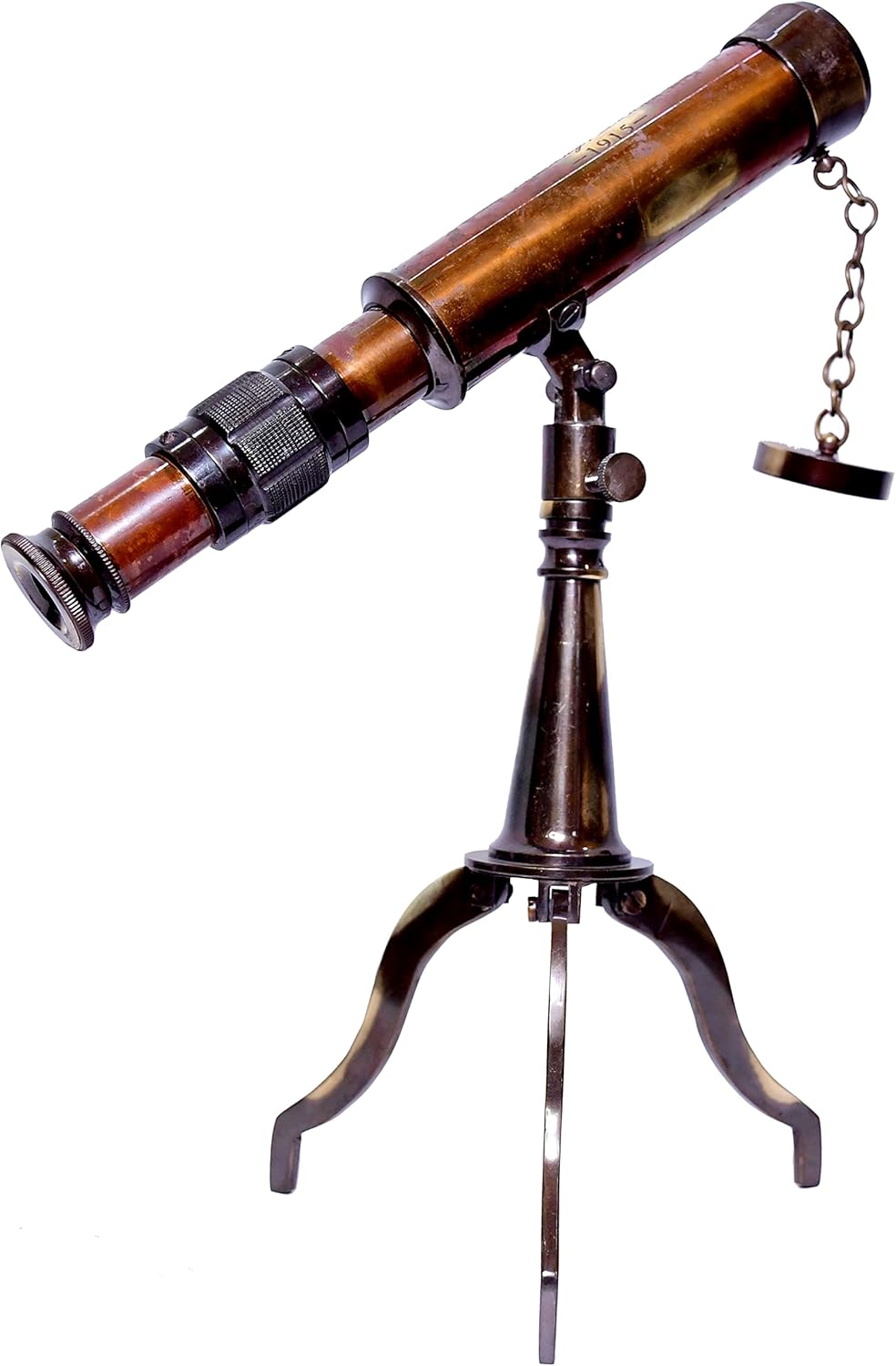 Brass Floor Standing Telescope 10" with Wooden Box + Foldable Brass Tripod Stand view 8