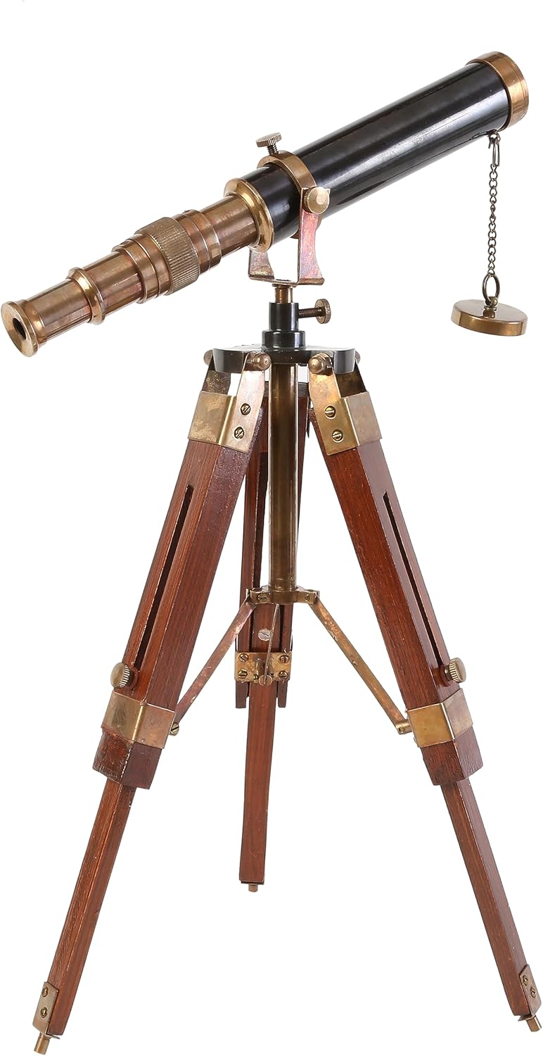 Brass Floor Standing Telescope 12" with Indian Rosewood Tripod Stand view 3
