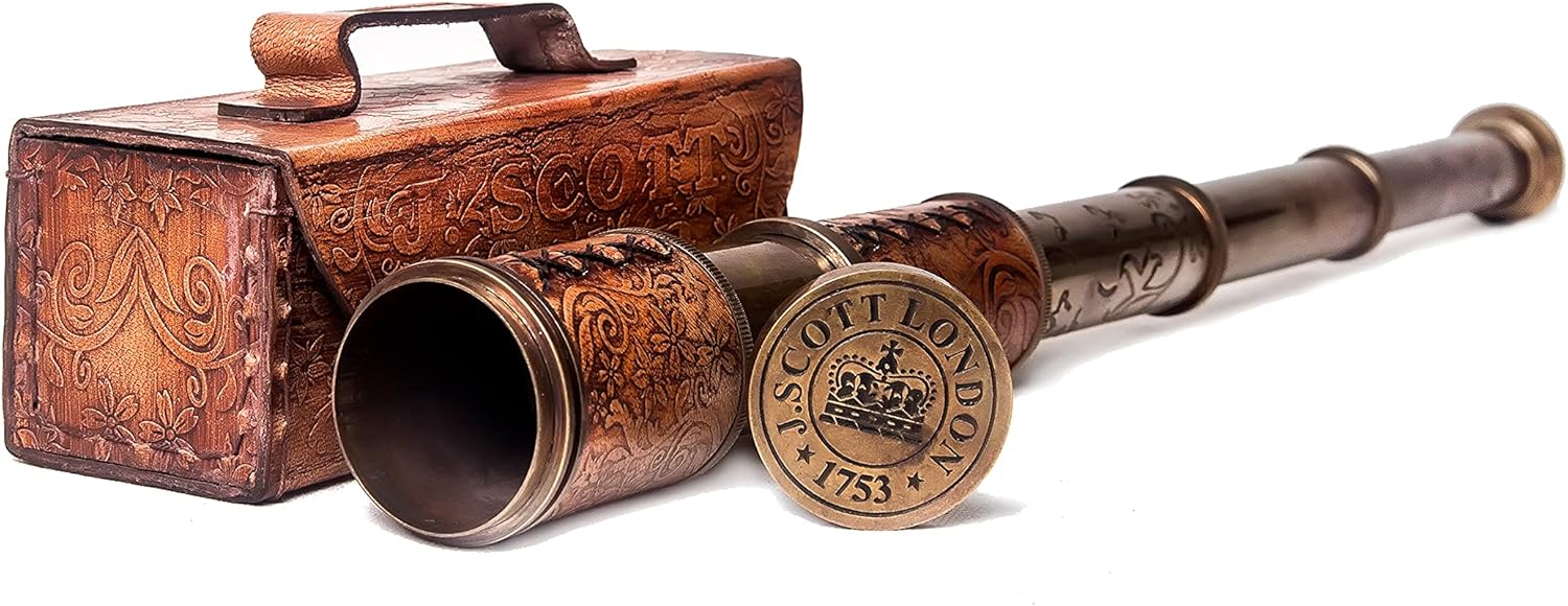Brass Spyglass Telescope 18" with Leather Case view 11