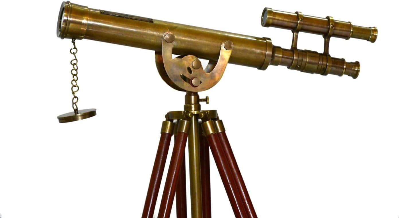 Double Barrel Brass Floor Standing Telescope 40" with Wooden Tripod view 7