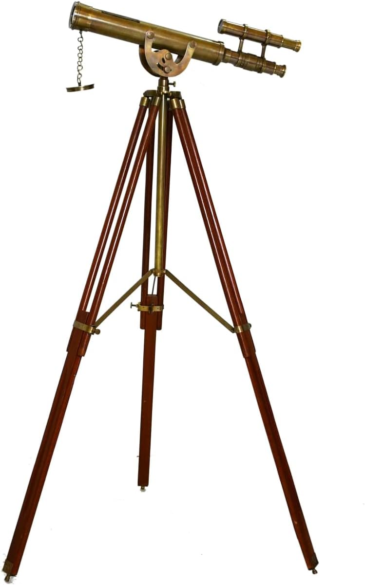 Double Barrel Brass Floor Standing Telescope 40" with Wooden Tripod view 9