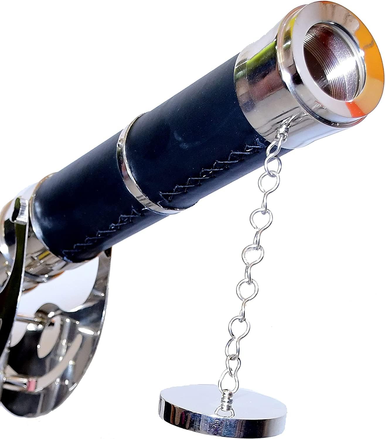 Double Barrel Chrome Finish Brass & Chrome Floor Standing Telescope 54" with Wooden Tripod view 5