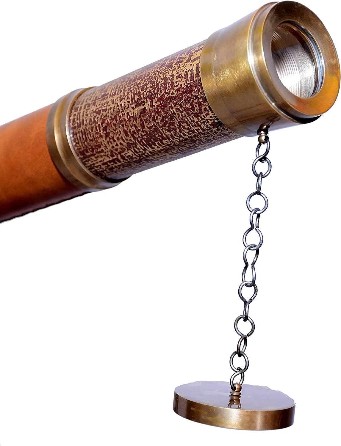 Brass & Leather Floor Standing Telescope 47" with Wooden Tripod view 4