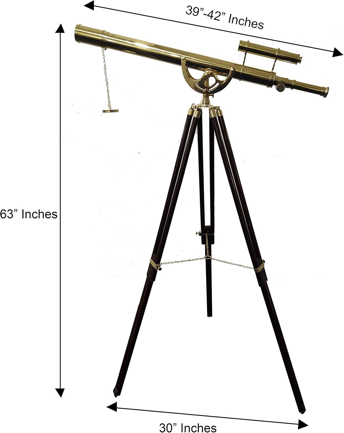 Double Barrel Brass Floor Standing Telescope 63" with No Case view 3
