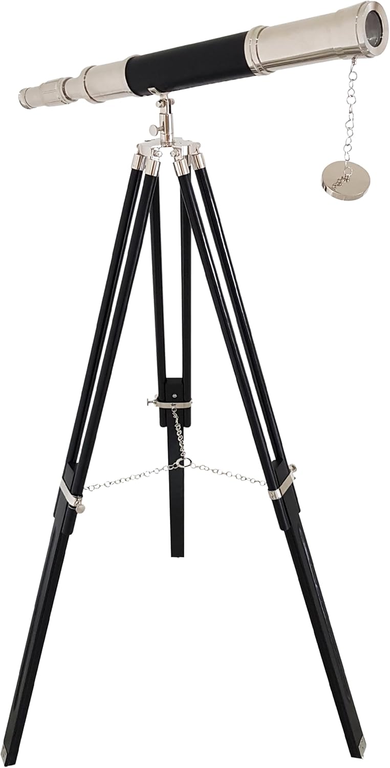 Brass Floor Standing Telescope 47" with Wooden Tripod view 7