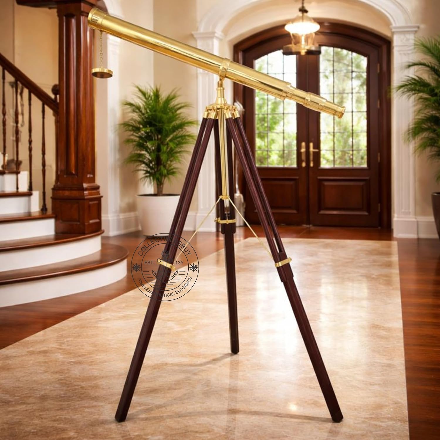 Brass Floor Standing Telescope 55" with Wooden Tripod view 2