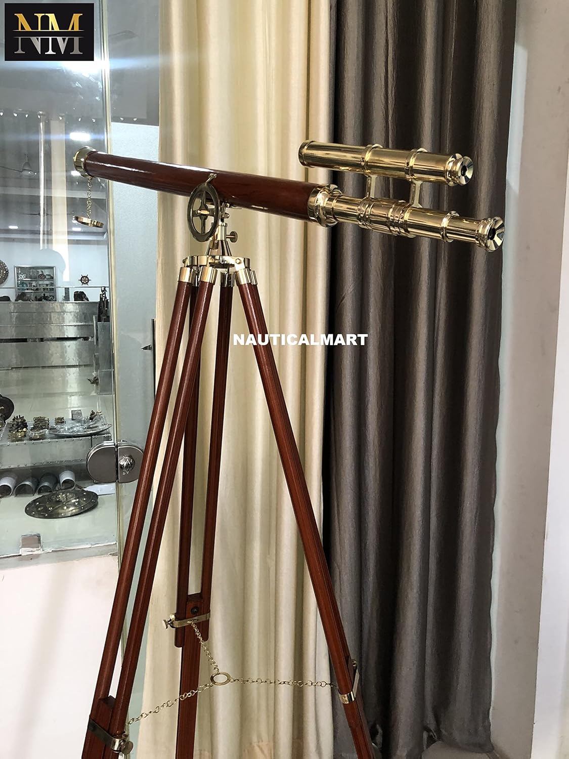 Double Barrel Brass Floor Standing Telescope 64" with No Case view 2