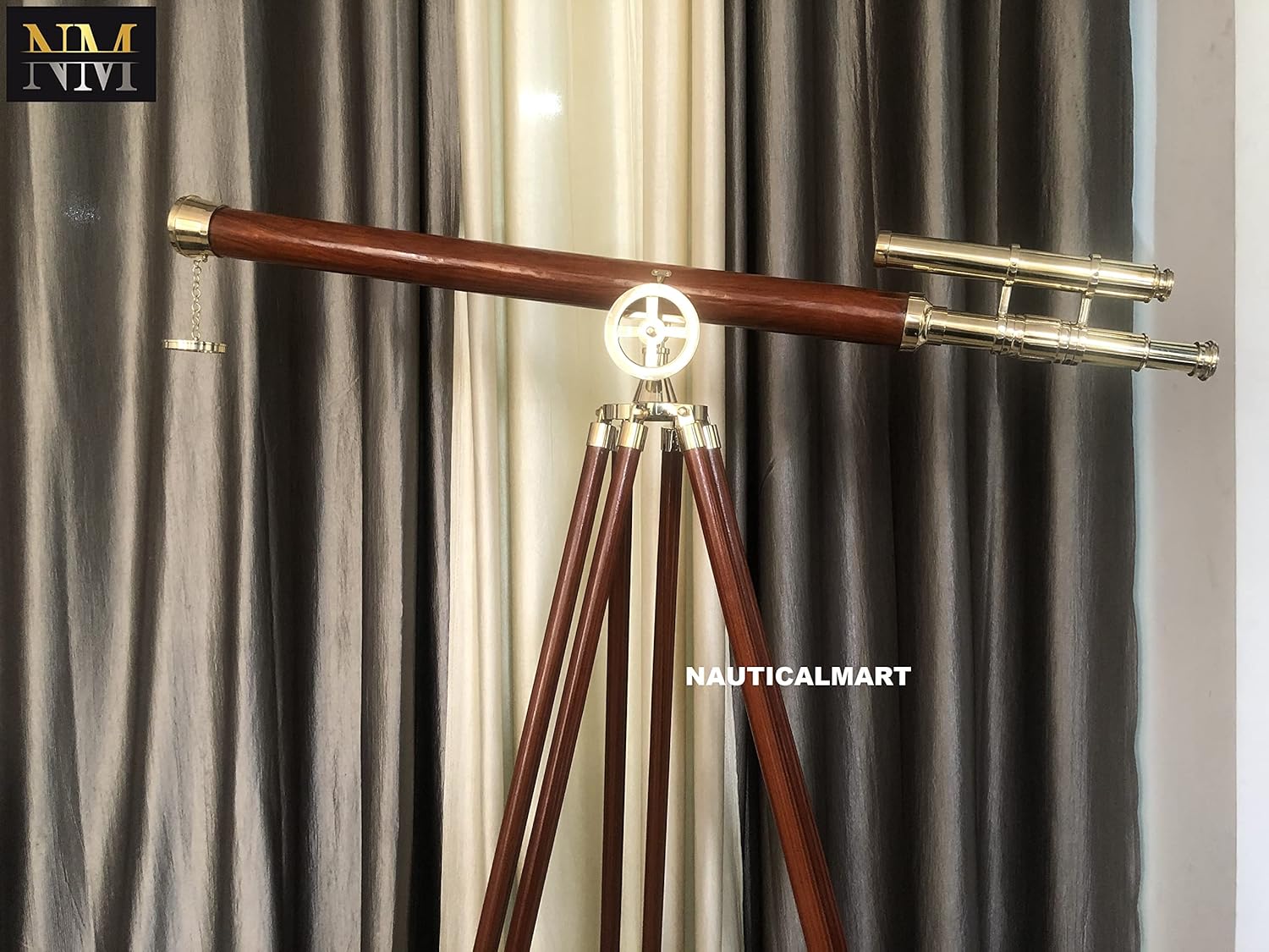 Double Barrel Brass Floor Standing Telescope 64" with No Case view 3