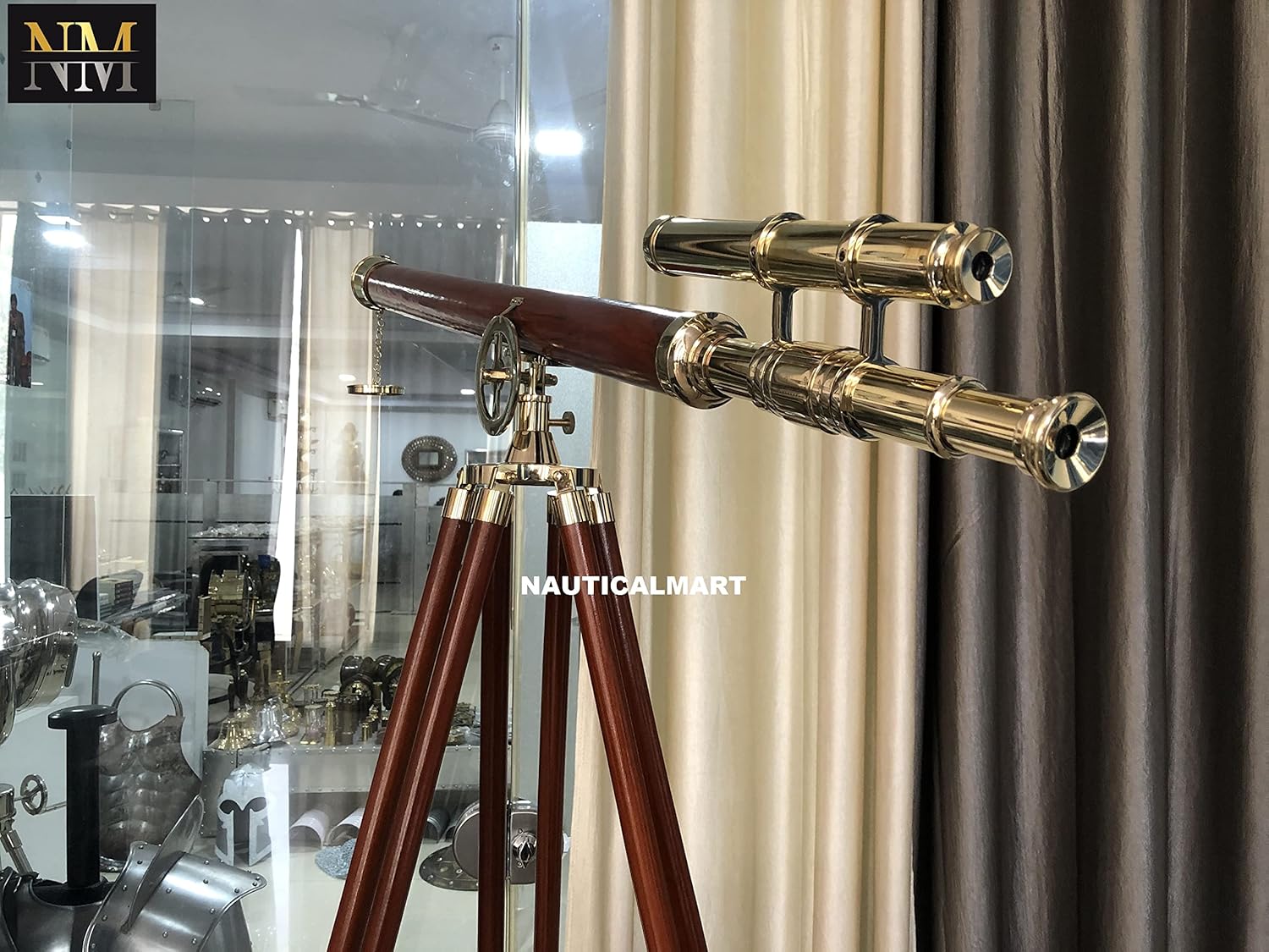 Double Barrel Brass Floor Standing Telescope 64" with No Case view 4