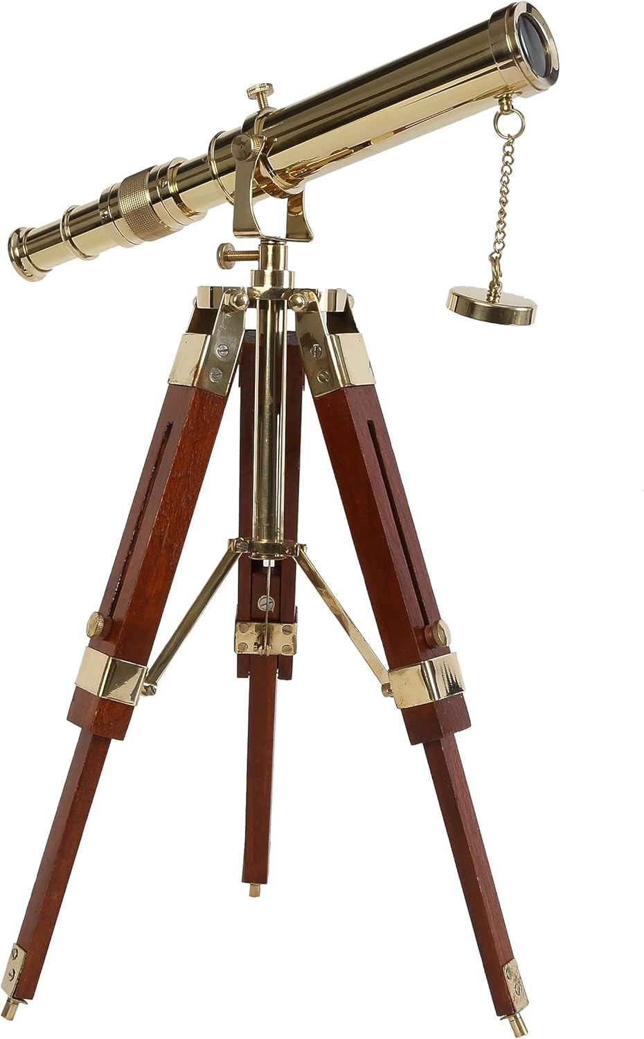 Brass Floor Standing Telescope 12" with Wooden Tripod Stand view 3