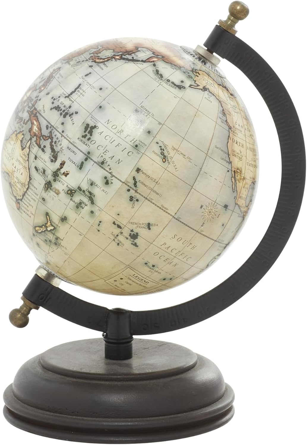 Decorative Desk Globe with Black Antique Brass Ring and Black Wooden Base view 4