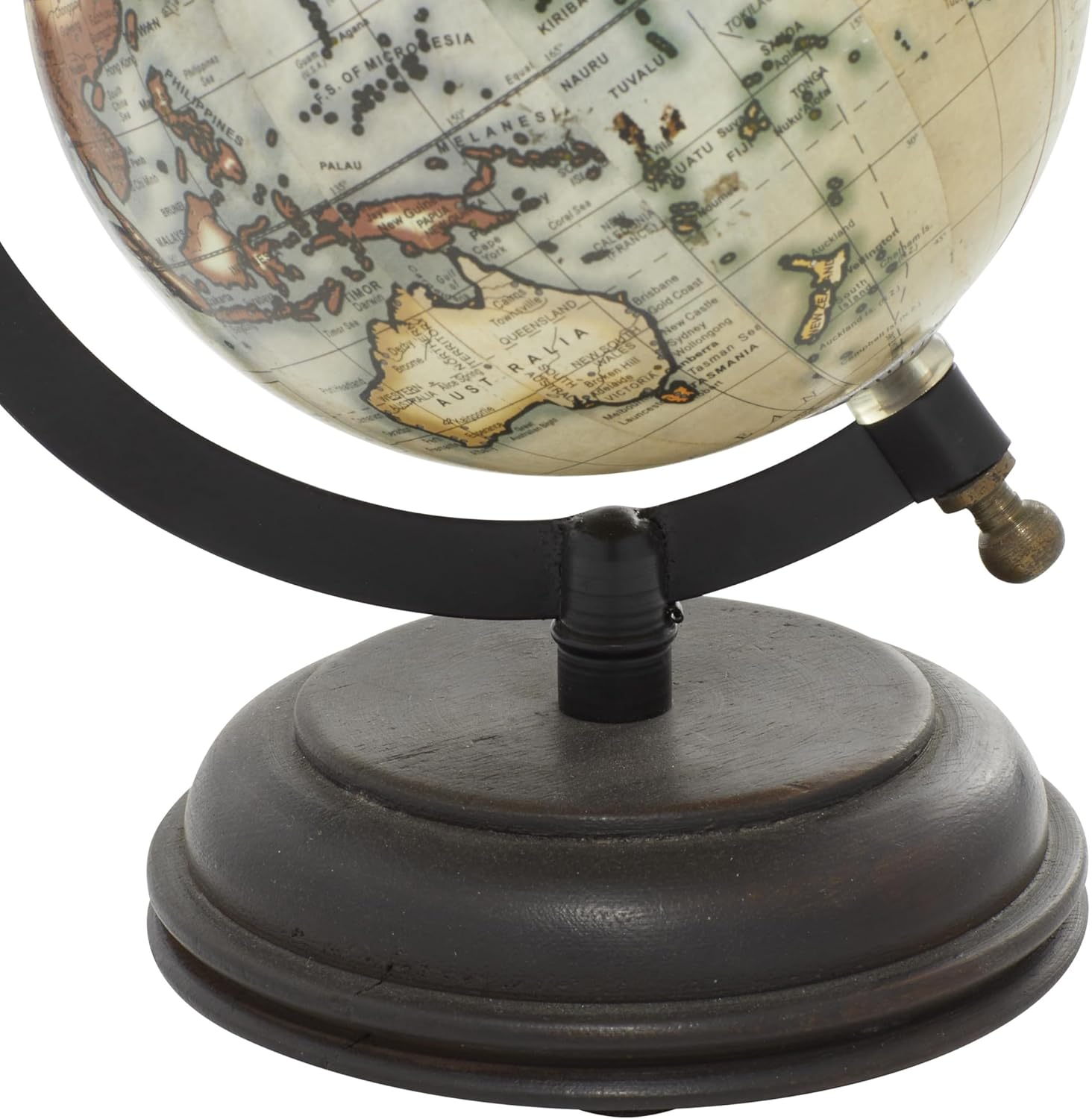Decorative Desk Globe with Black Antique Brass Ring and Black Wooden Base view 5