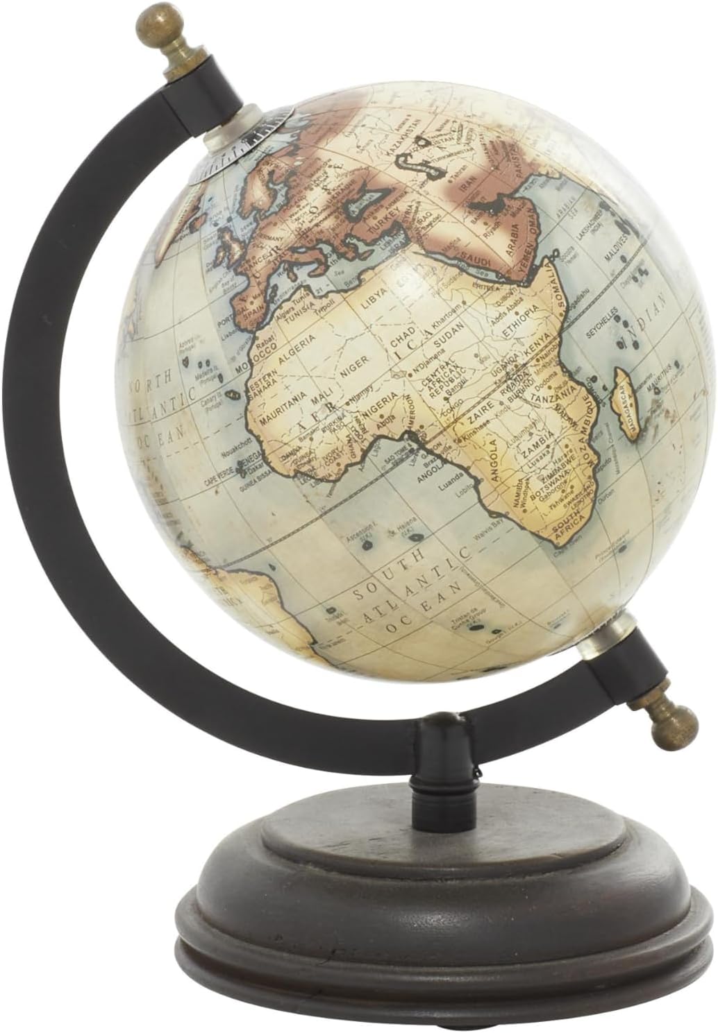 Decorative Desk Globe with Black Antique Brass Ring and Black Wooden Base view 9