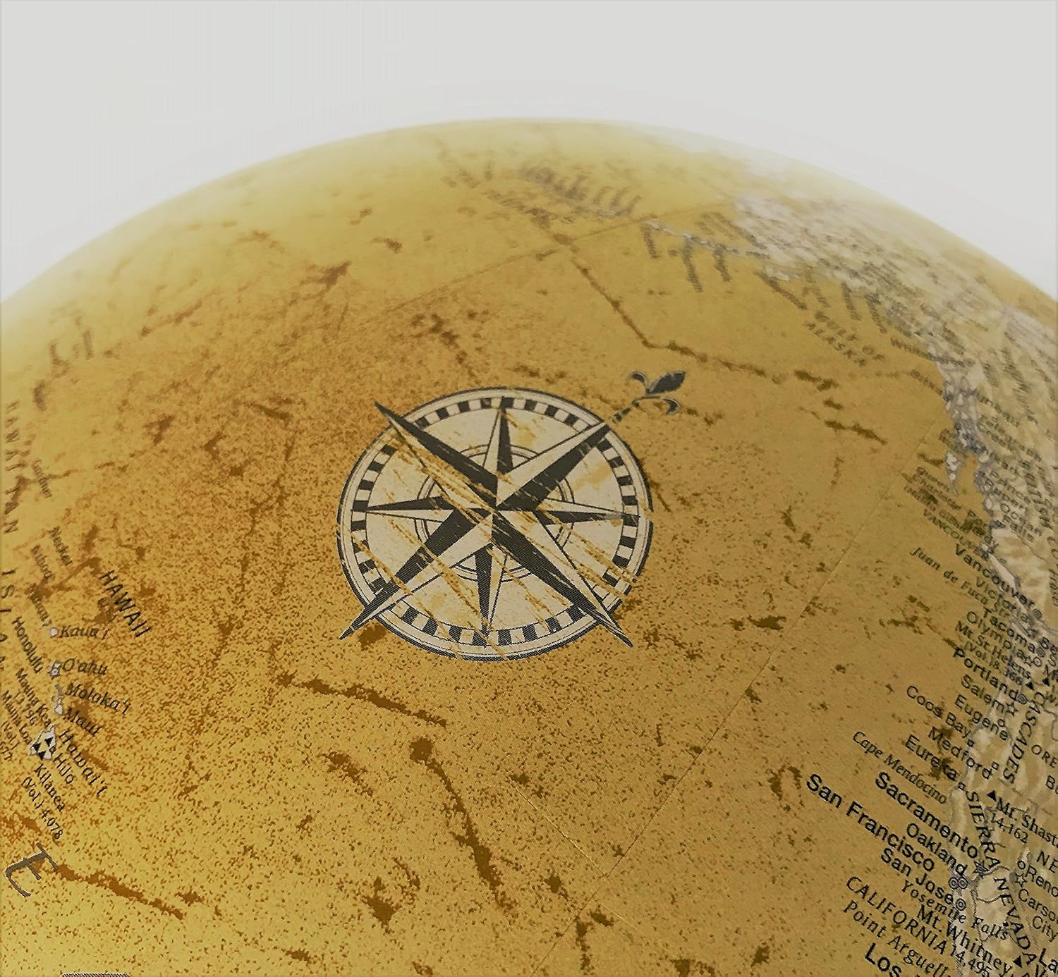 Large Desk Globe with Antique Brass Ring on Wooden Base view 5