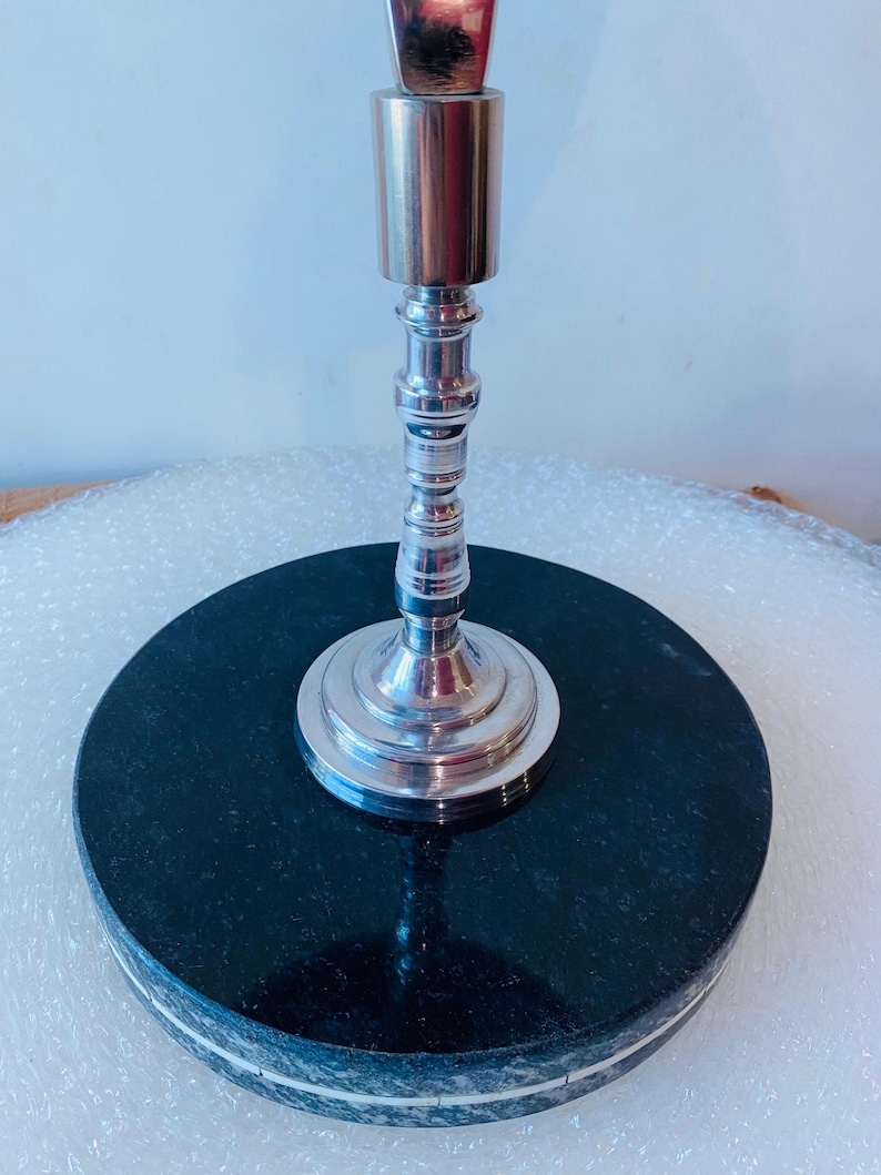 Shiny Black Globe with Chrome Nickel Stand and Black Marble Base view 6