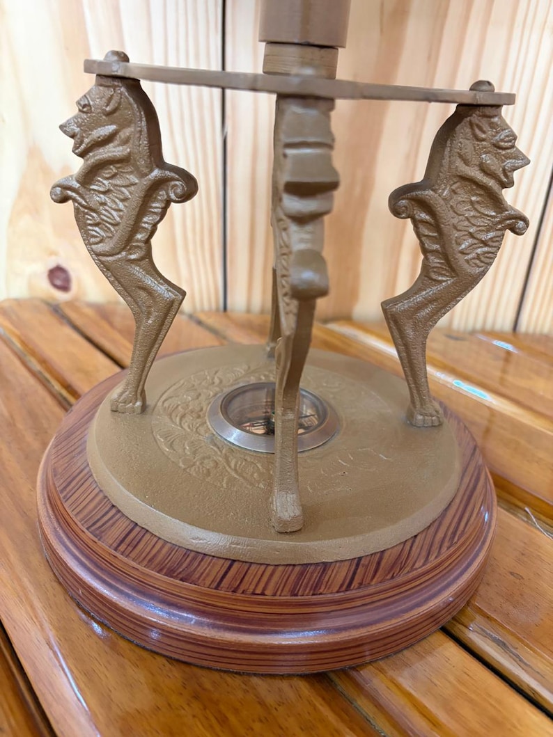 Antique Brass Desk Globe with Four-Horse Stand and Working Compass Base view 7