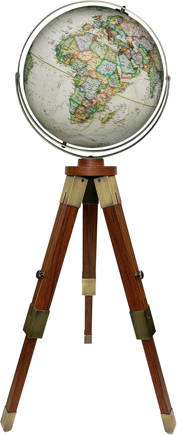 Vintage Antique Brass Globe with Rosewood Meridian Stand view 6