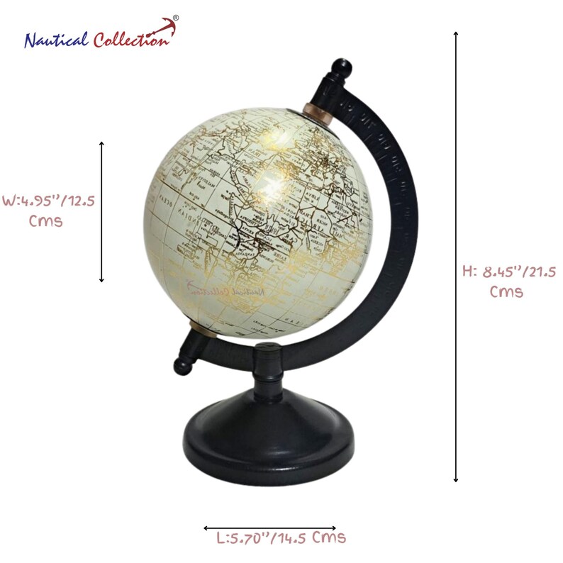 Nautical Collection Decorative Globe with Black Ring and Black Base view 2