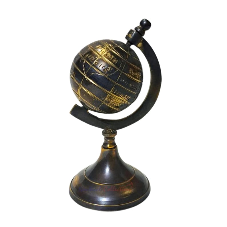Small Brass Desk Globe with Dark Antique Finish view 6