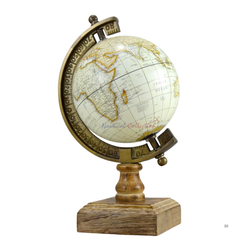 Vintage Nautical Collection Globe with Brass Ring and Wooden Base view 10