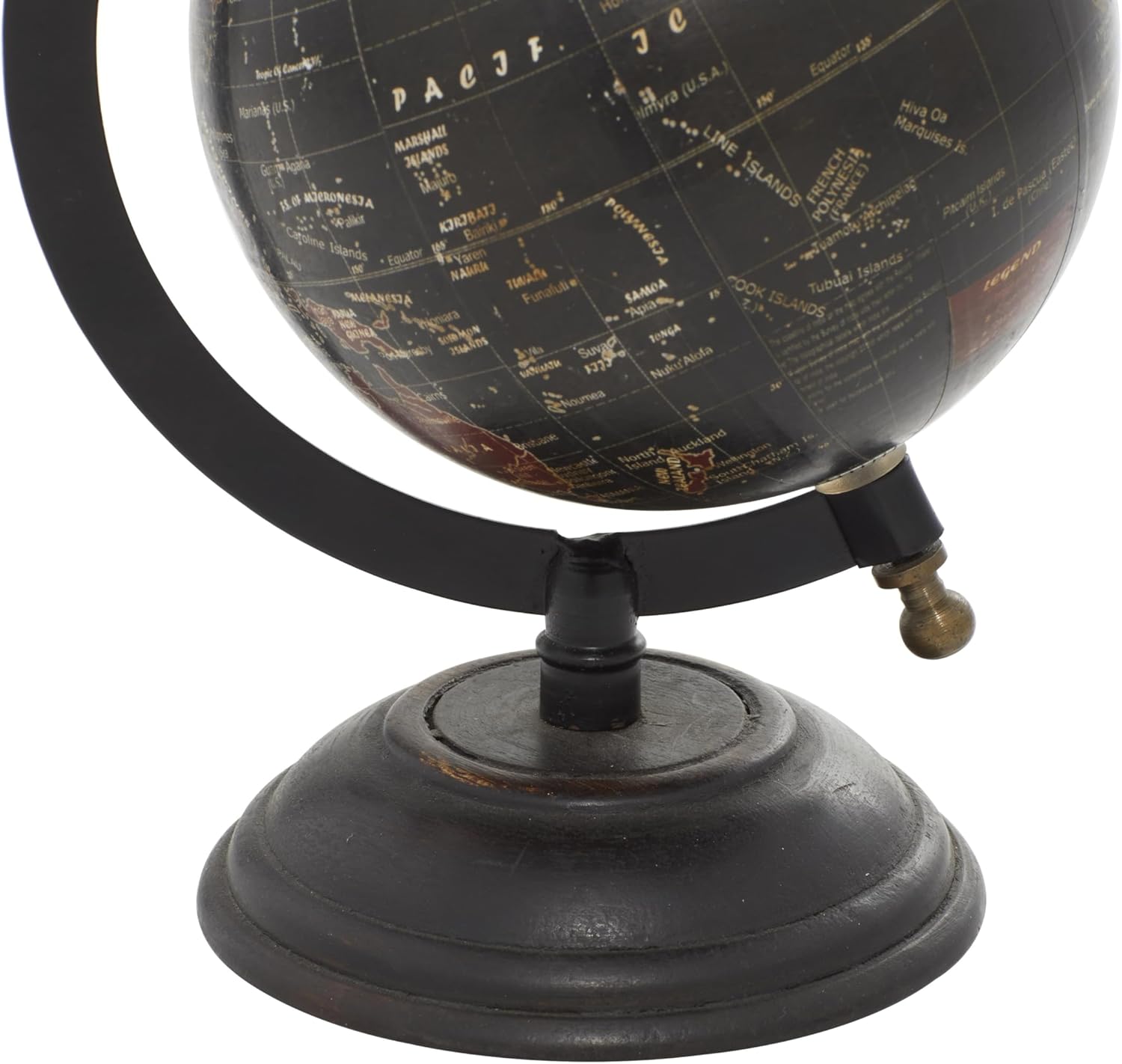 Vintage Desk Globe with Black and Dark Brown Map on All-Black Metal Base view 5