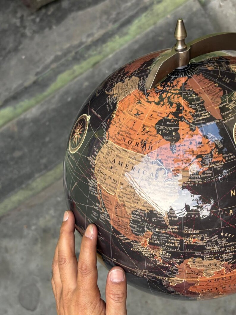 Large Globe with Adjustable Wooden Tripod Stand and Brass Ring, Variant B view 7